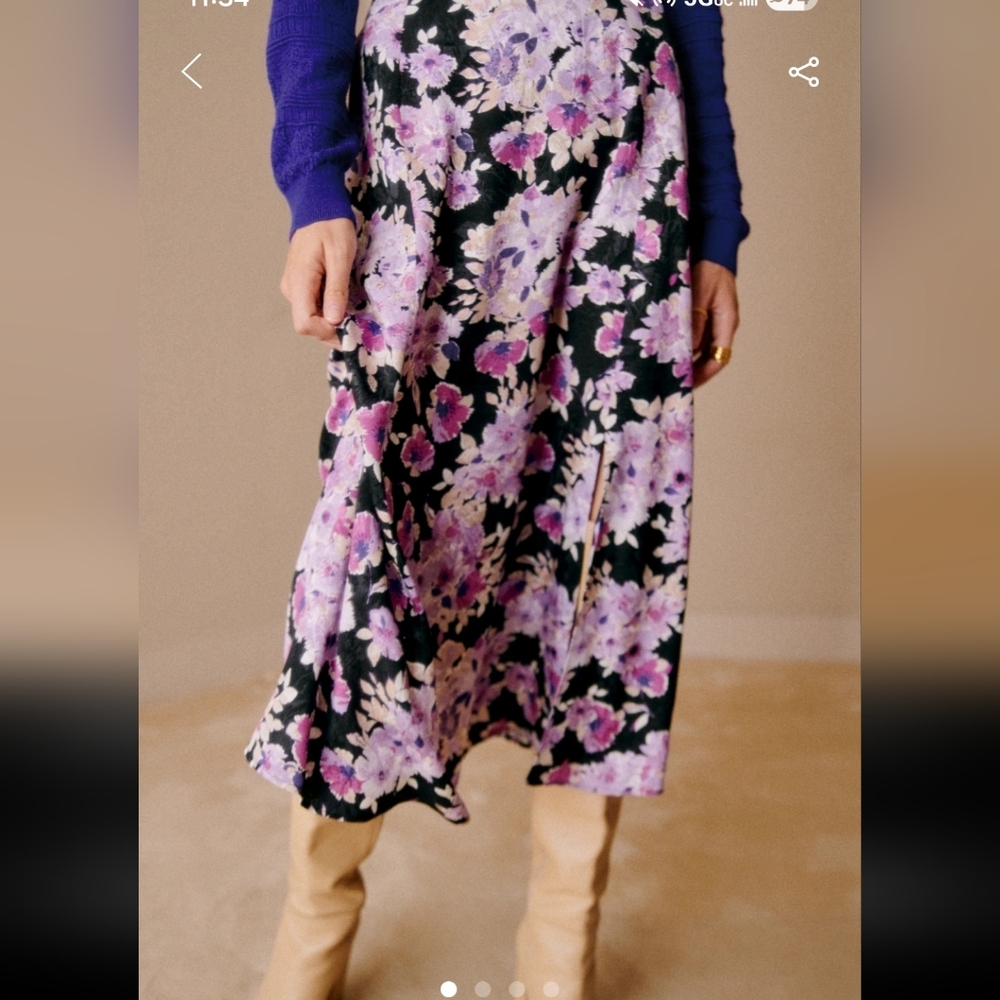 Sezane Tabata Purple Floral Print Skirt